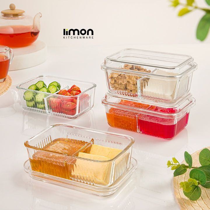 Limon Divided Snack Serving Tray with Acrylic Lid!
