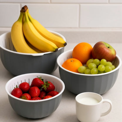 Ziba 2-in-1 Colander & Bowl Set (3-Piece)