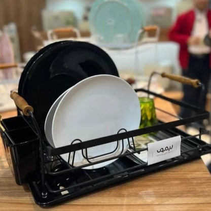 Limon Dish Rack with Wooden Handle (Metallic)