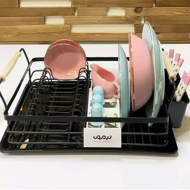 Limon Dish Rack with Wooden Handle (Metallic)