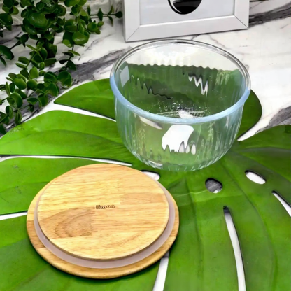 Limon Glass Bowl with Wooden Lid (3-Piece Set)