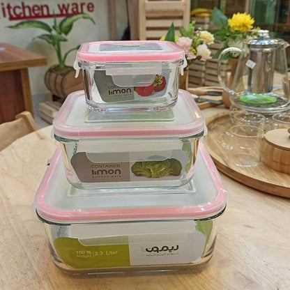 Limon Glass Container 3-Pcs Set (Square)!