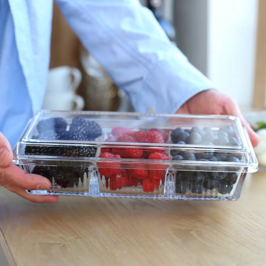 Limon Glass Snack Serving Tray with Acrylic Lid