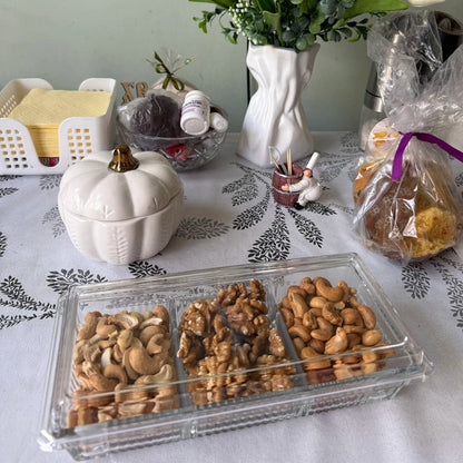 Limon Glass Snack Serving Tray with Acrylic Lid