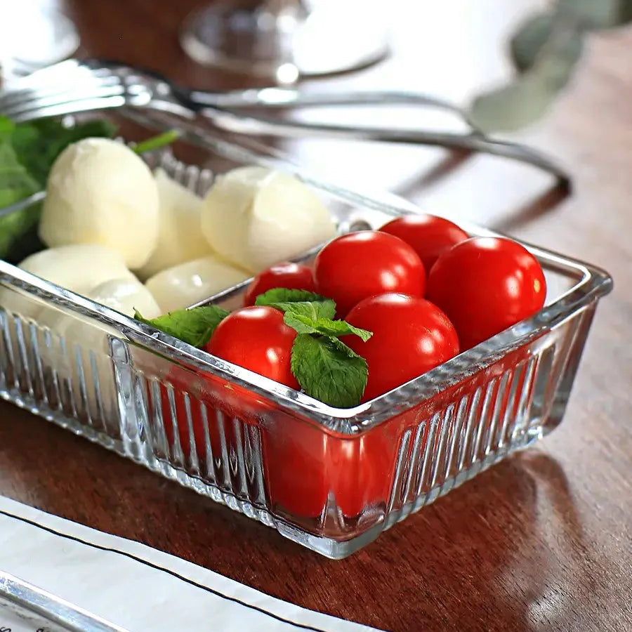 Limon Glass Snack Serving Tray with Acrylic Lid