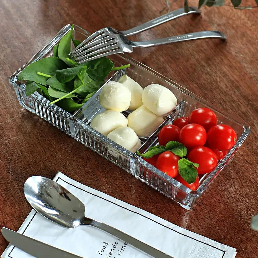 Limon Glass Snack Serving Tray with Acrylic Lid