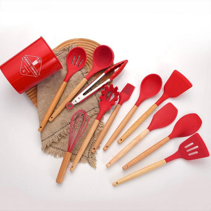 Non-Stick Silicon Kitchen Utensils Set 12-Pcs!