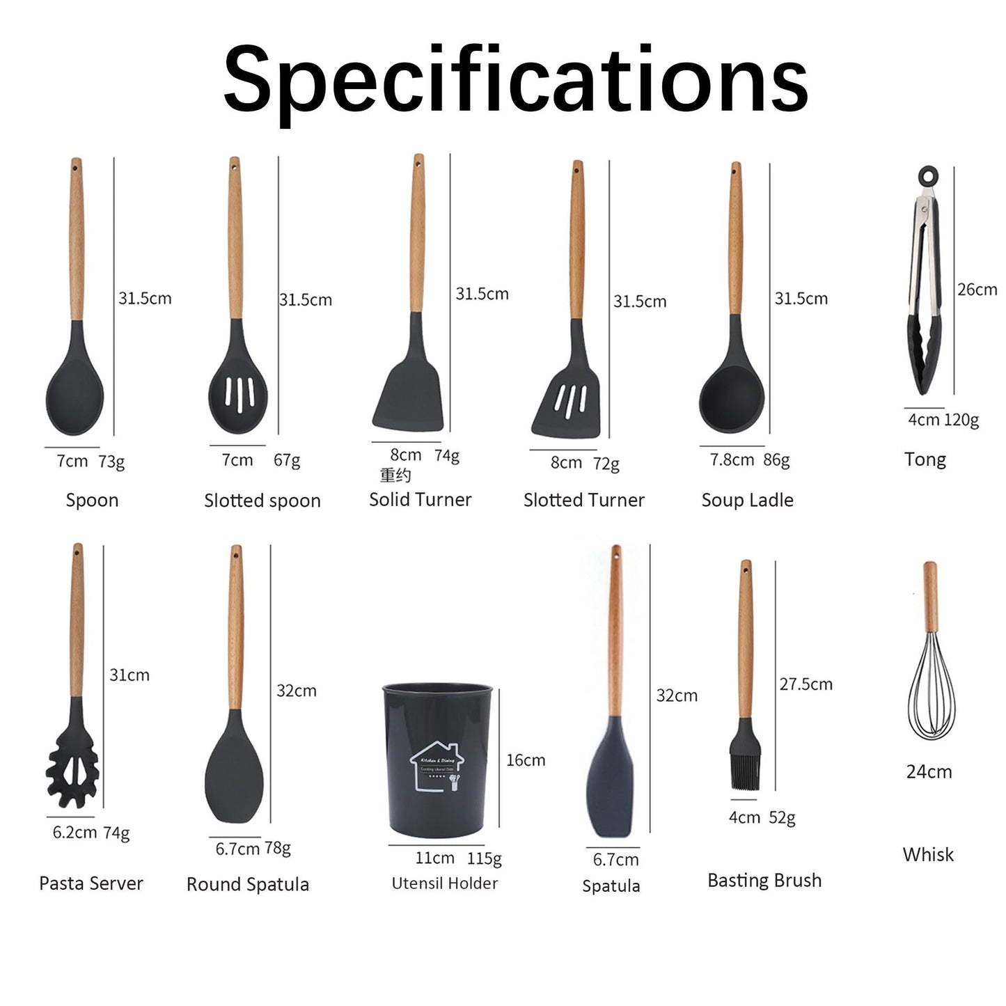 Non-Stick Silicon Kitchen Utensils Set 12-Pcs!