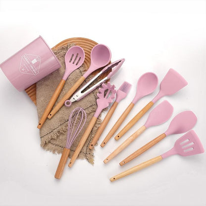 Non-Stick Silicon Kitchen Utensils Set 12-Pcs!