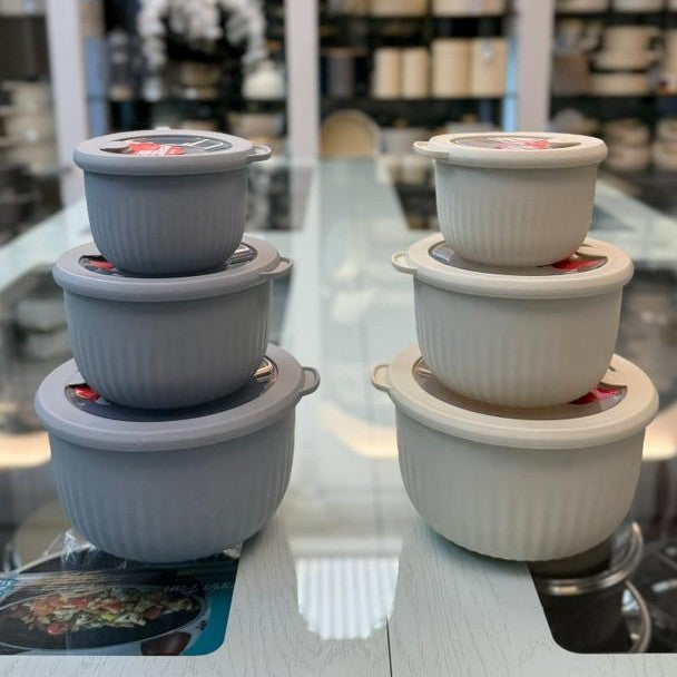 Limon Bowl Set with Vented Lid 3-Pcs (Plastic)!