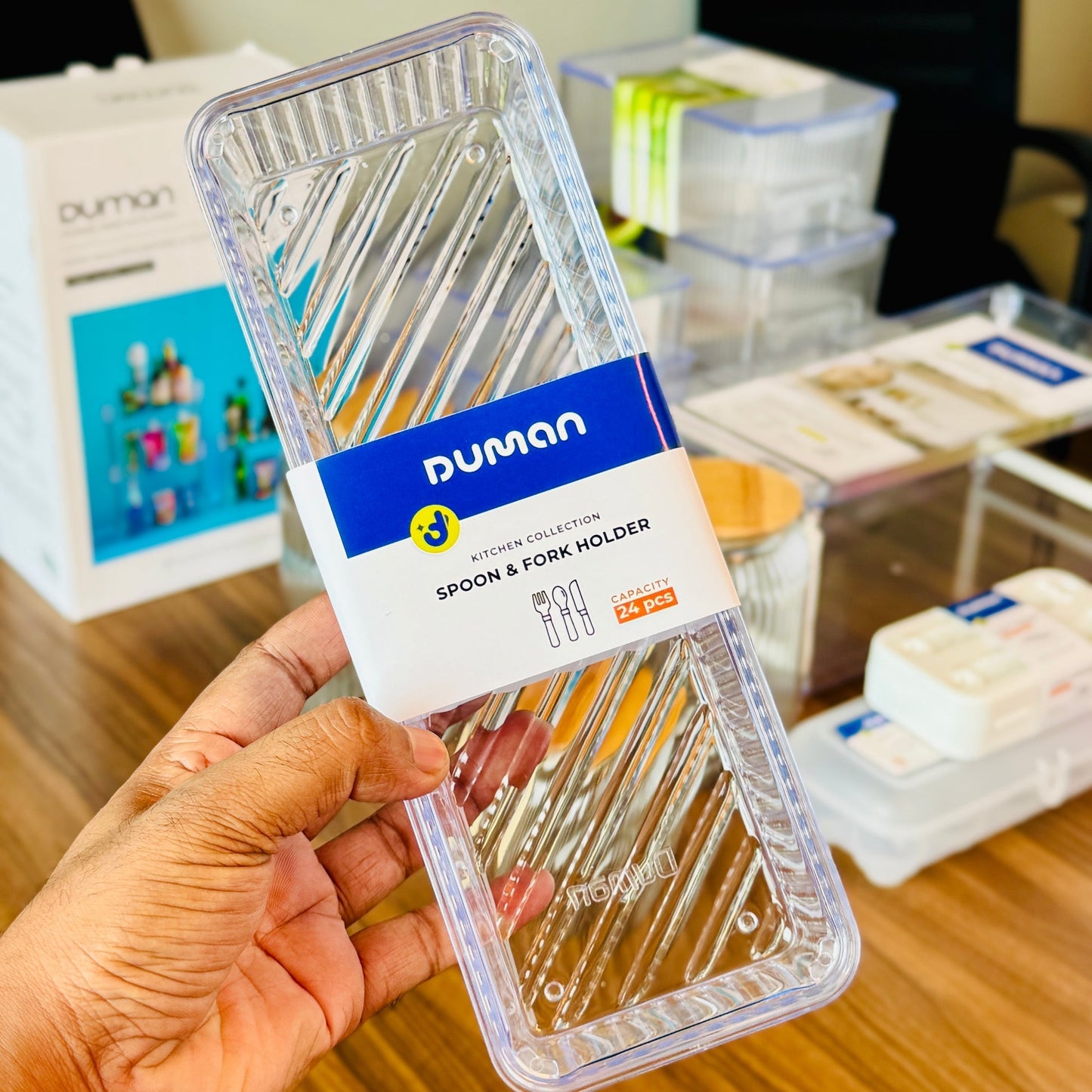 Duman Crystal Spoon & Cutlery Tray with Lid