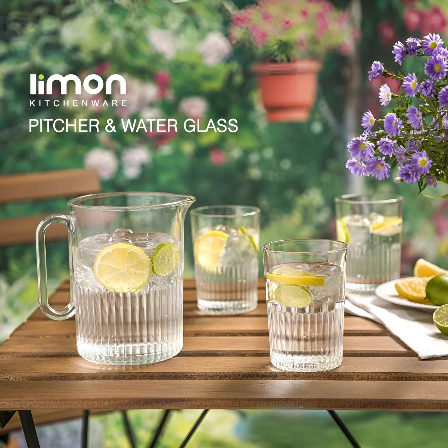 Limon Pitcher & Water Glass 7-Pcs Set (1-Jug & 6-Glass)!