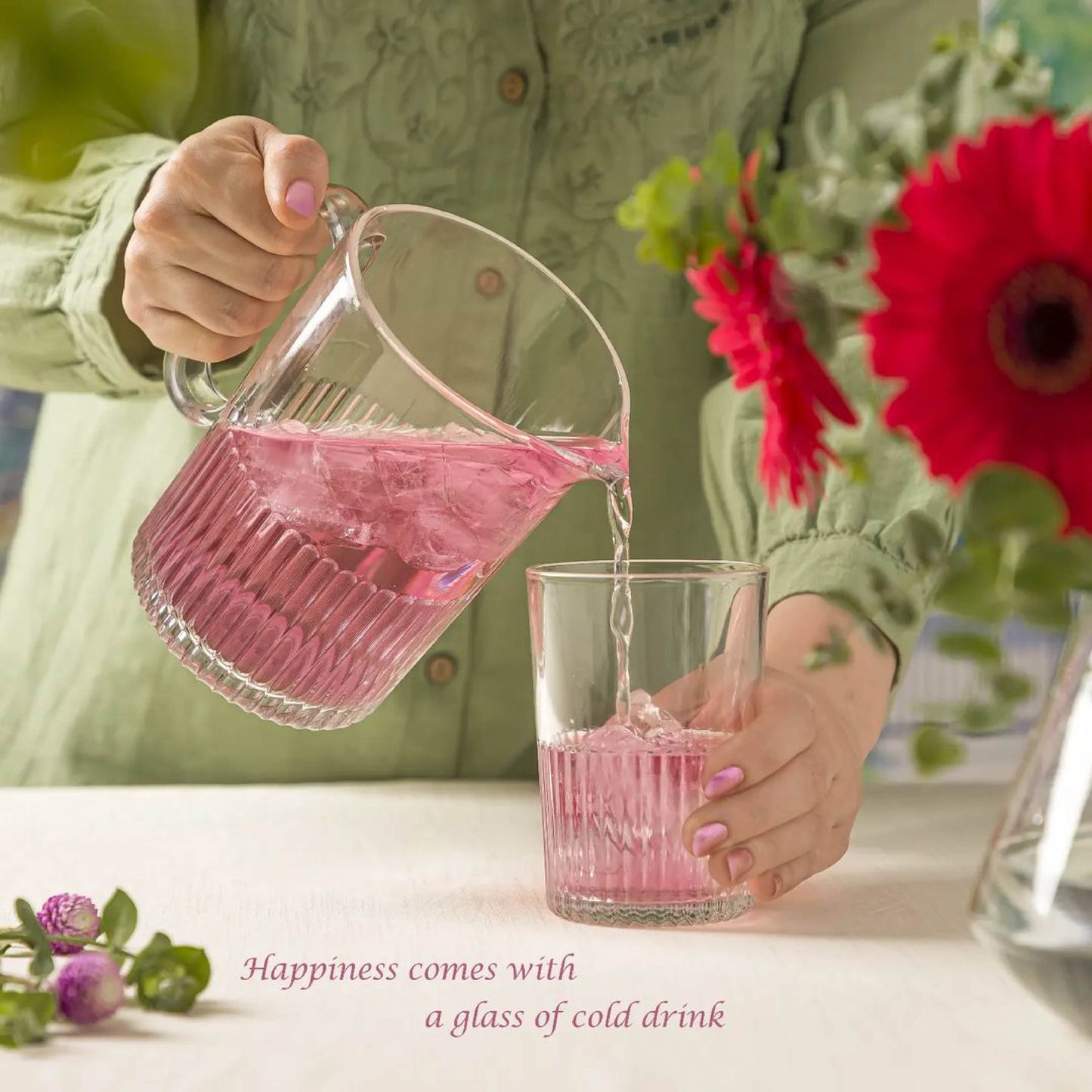 Limon Pitcher & Water Glass 7-Pcs Set (1-Jug & 6-Glass)!