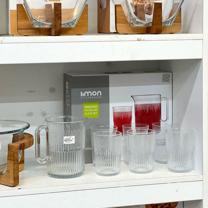 Limon Printed Glass Water Set 7Pcs (1-Jug & 6-Glasses)