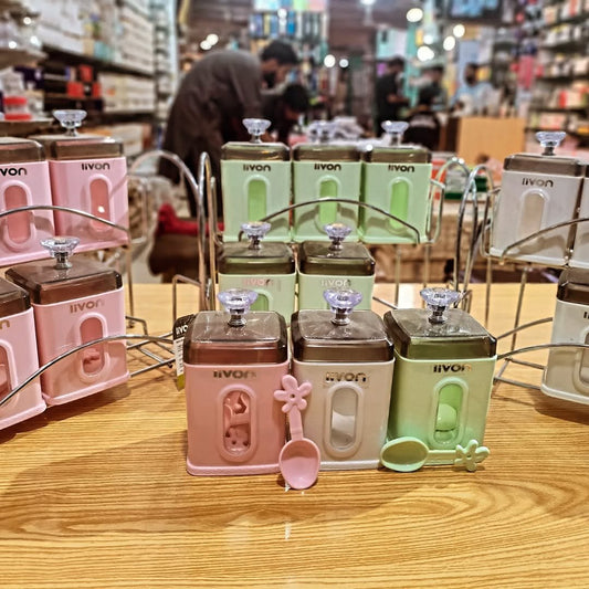 Livon Spice Jar Set 6-Pcs with Steel Stand!