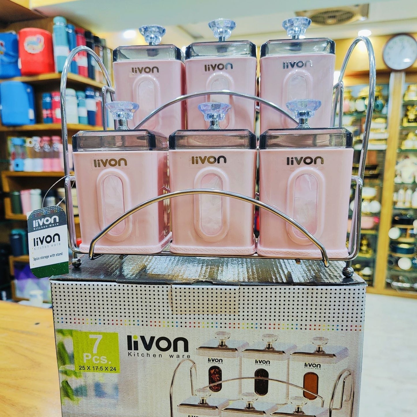 Livon Spice Jar Set 6-Pcs with Steel Stand!