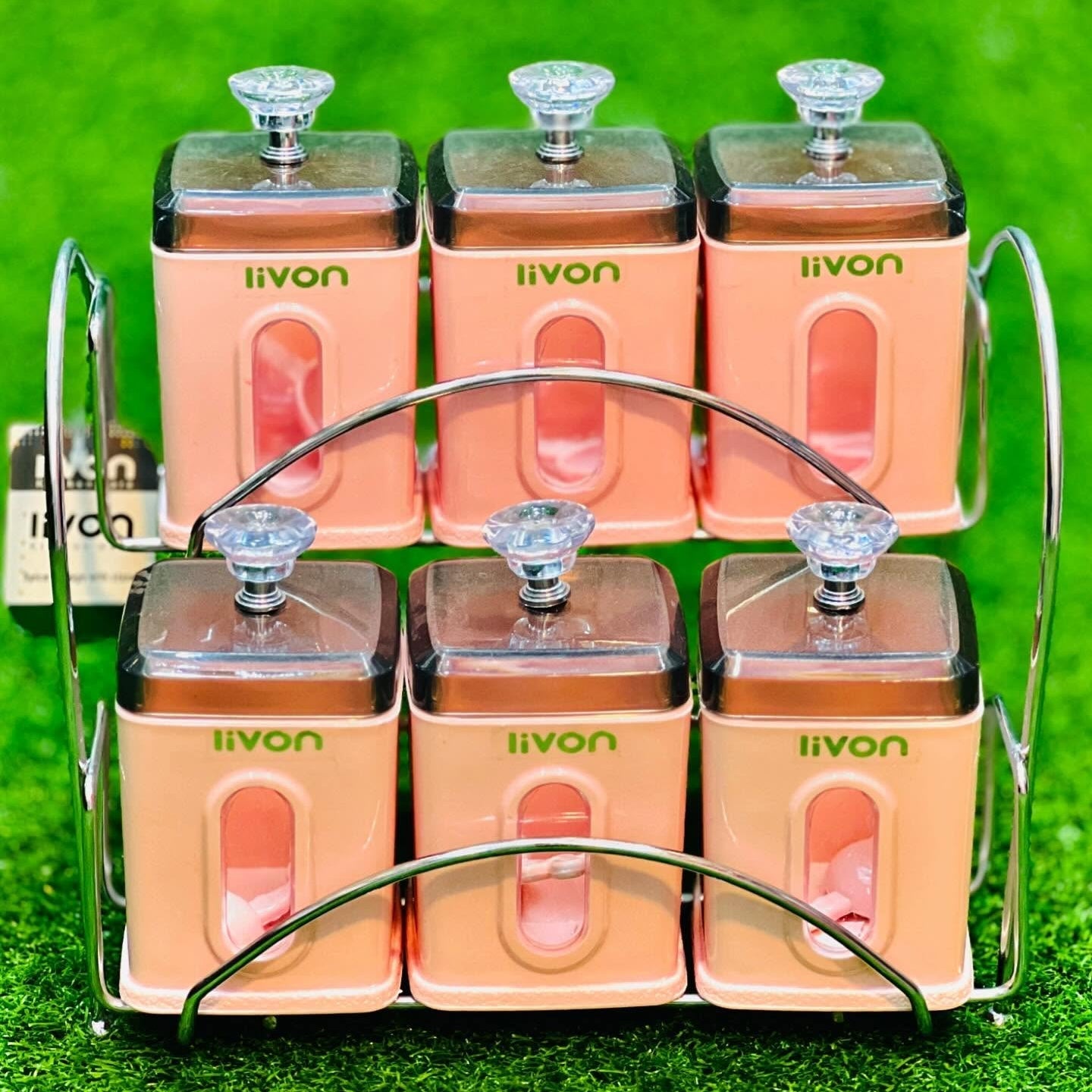 Livon Spice Jar Set 6-Pcs with Steel Stand!