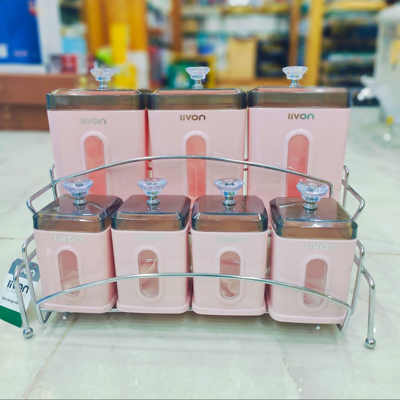 Livon Spice Jar Set 8-Pcs with Steel Stand!