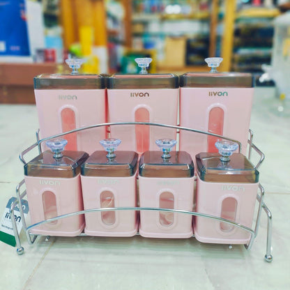 Livon Spice Jar Set 8-Pcs with Steel Stand!