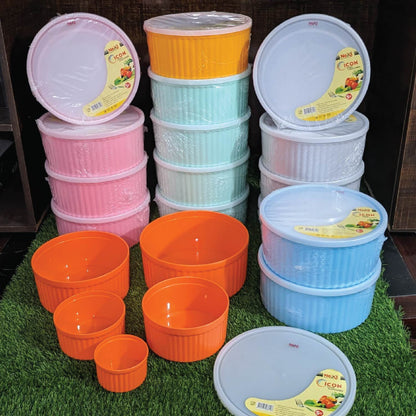 Next Icon Plastic Bowl Set with Rubber Lid 5-Pcs!