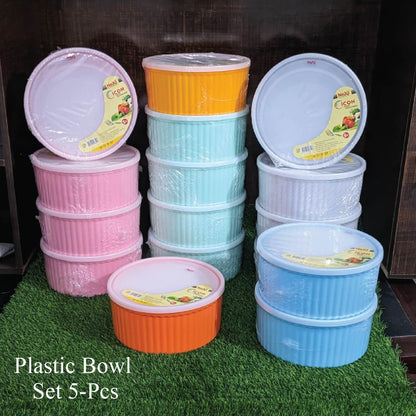 Next Icon Plastic Bowl Set with Rubber Lid 5-Pcs!