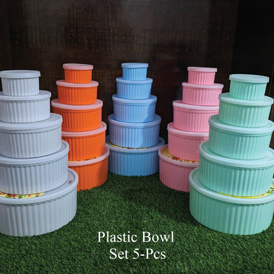 Next Icon Plastic Bowl Set with Rubber Lid 5-Pcs!