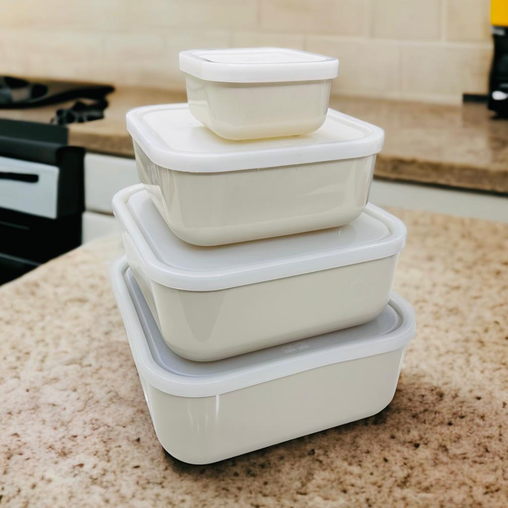 ZIBA Plastic Bowl Set with Airtight Lid 4-Pcs!