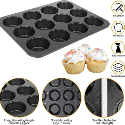 Non-Stick Muffin Pan Cake Tray 6 & 12-Pcs!
