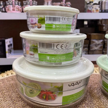 Limon Plain Vacuum Glass Bowl Set 3-Pcs!