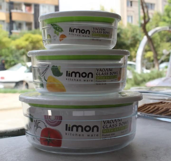 Limon Plain Vacuum Glass Bowl Set 3-Pcs!