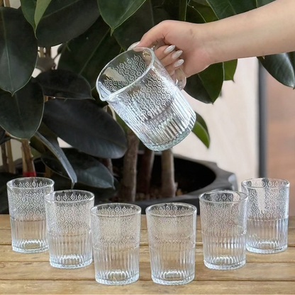 Limon Printed Glass Water Set 7Pcs (1-Jug & 6-Glasses)