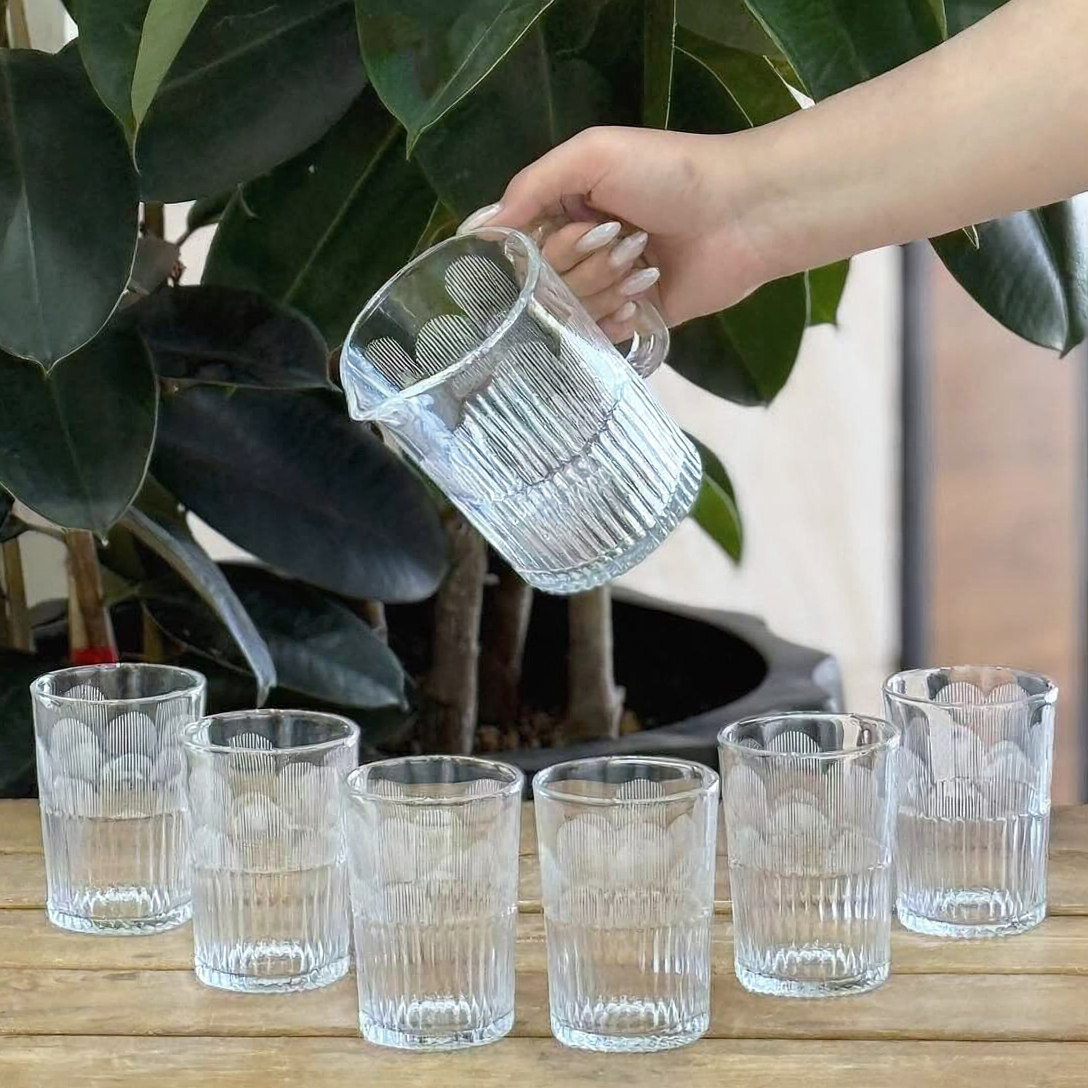 Limon Printed Glass Water Set 7Pcs (1-Jug & 6-Glasses)