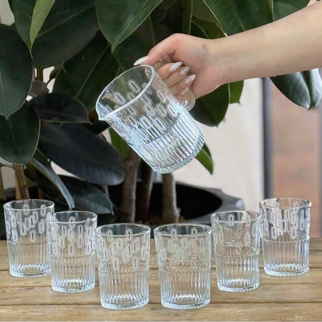 Limon Printed Glass Water Set 7Pcs (1-Jug & 6-Glasses)
