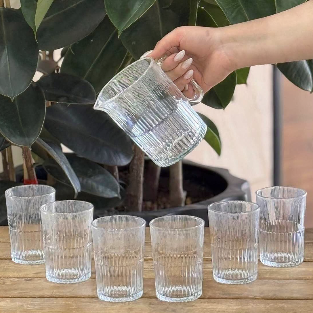 Limon Printed Glass Water Set 7Pcs (1-Jug & 6-Glasses)