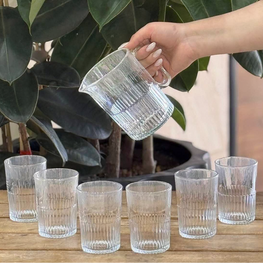 Limon Printed Glass Water Set 7Pcs (1-Jug & 6-Glasses)