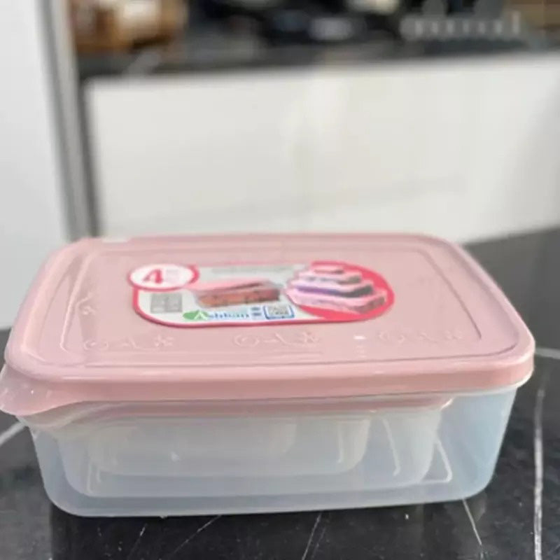 Ashkan Plastic Food Container Set 4-Pcs (Rectangle)