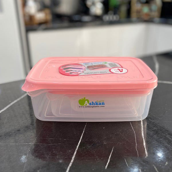 Ashkan Plastic Food Container Set 4-Pcs (Rectangle)