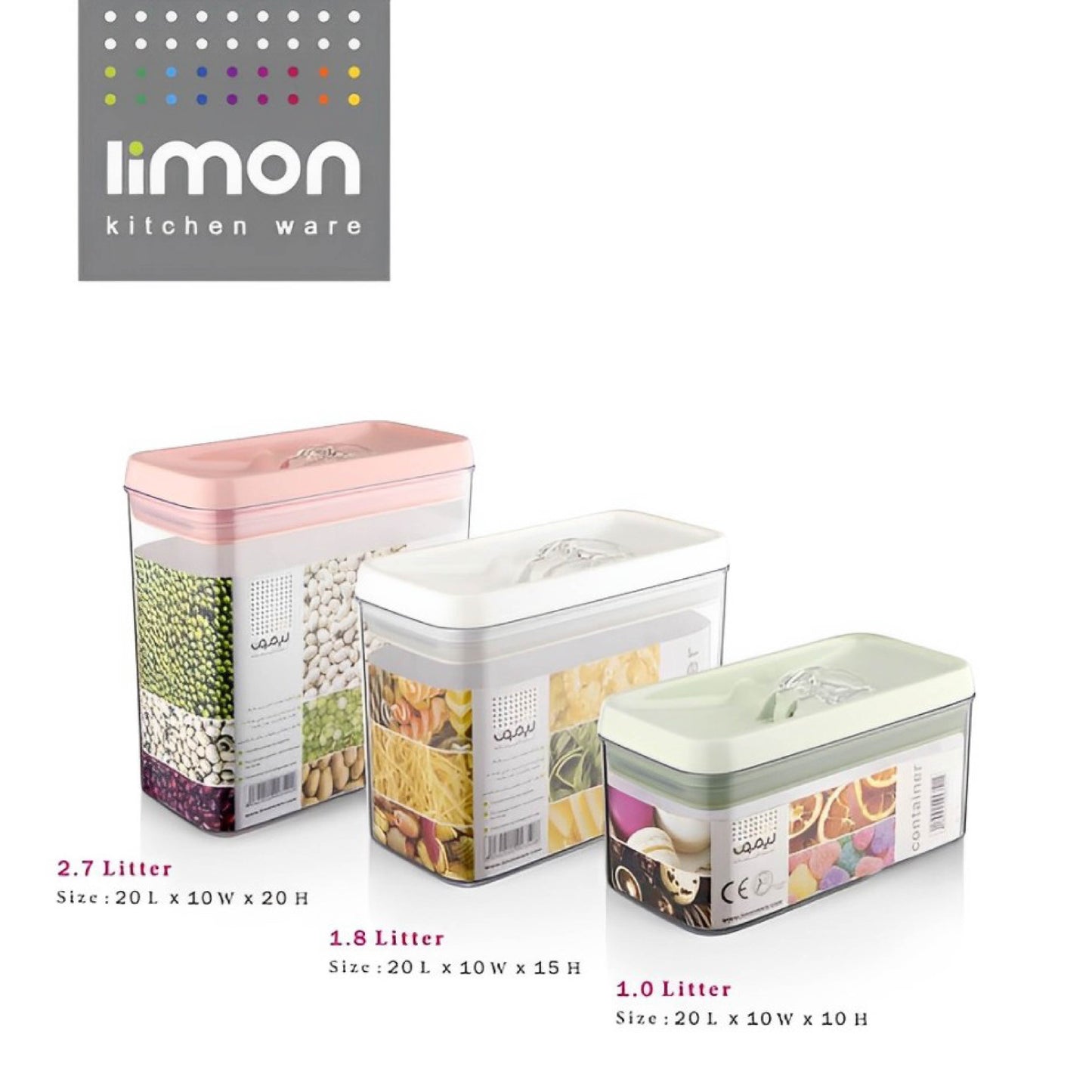 Limon Rectangular Canister Jar with Thumb Lid 1-L