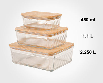 Limon Rectangular Glass Container with Wooden Lid