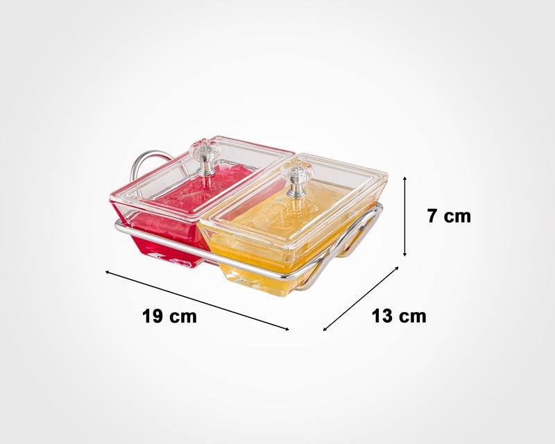 Limon Glass Snack Serving Tray 2-Sections (Rectangle)