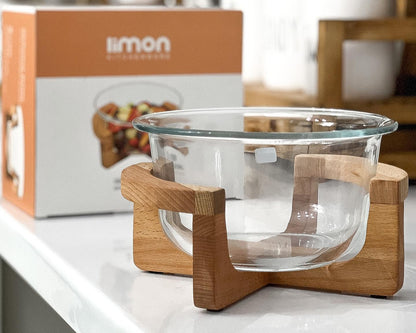 Limon Serving Bowl with Wooden Stand 2L