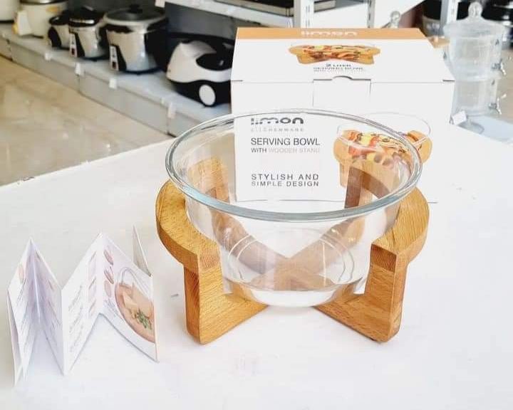 Limon Serving Bowl with Wooden Stand 2L