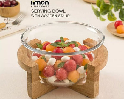 Limon Serving Bowl with Wooden Stand 2L