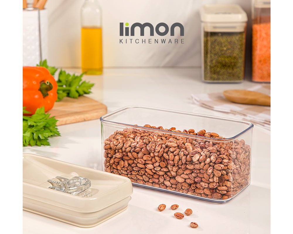 Limon Rectangular Canister Jar with Thumb Lid 1-L