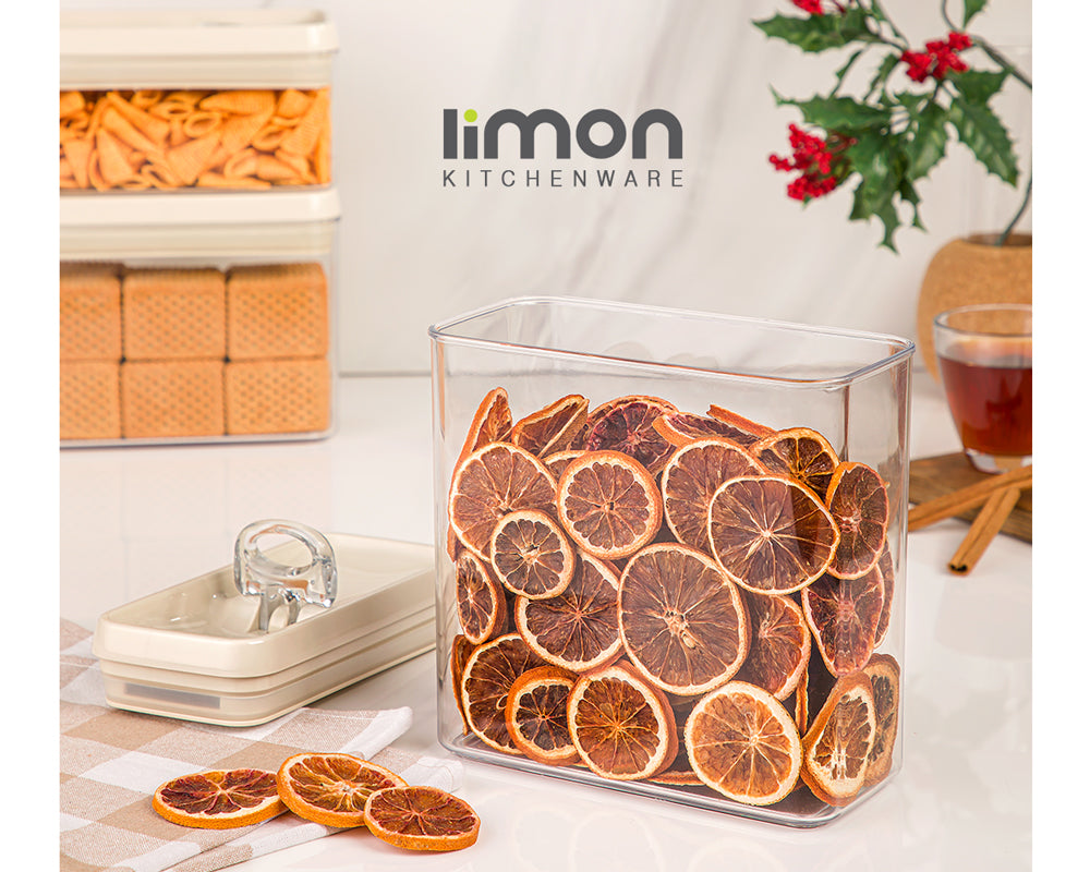 Limon Rectangular Canister Jar with Thumb Lid 1-L