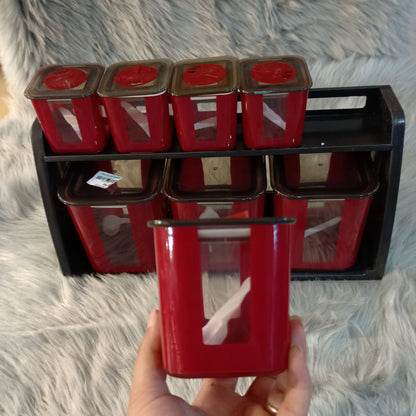 Bito Plastic Spice Jars Set with Lid  & Stand 8-Pcs (Square)