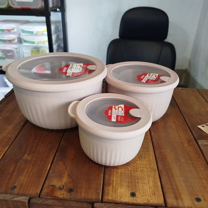 Limon Bowl Set with Vented Lid 3-Pcs (Plastic)!