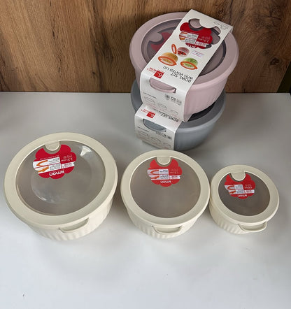 Limon Bowl Set with Vented Lid 3-Pcs (Plastic)!