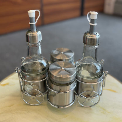 ZIBA Circa Set 5 Pcs (2-Sauce Bottles, 2-Shaker & Stand)