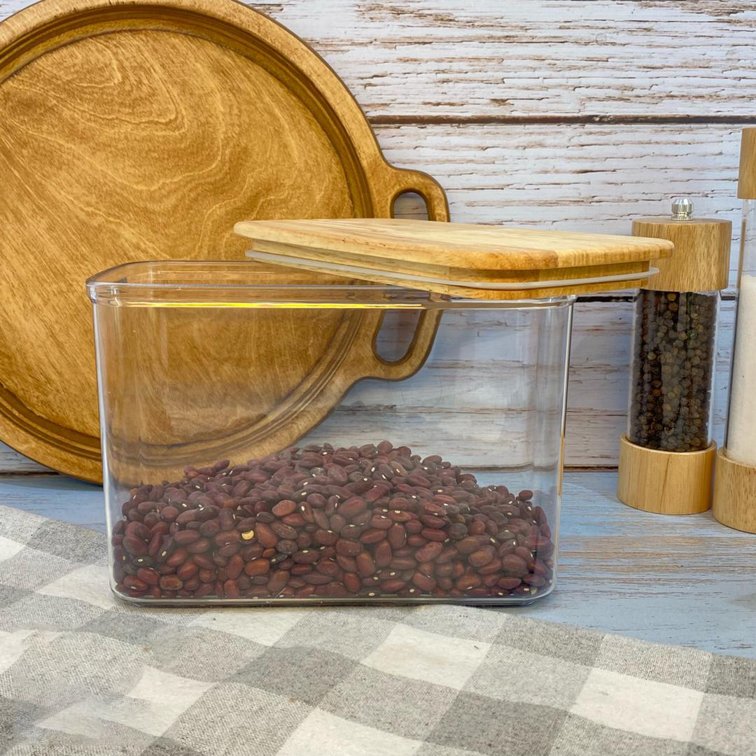 Limon Acrylic Storage Jars with Wooden Lid (Rectangular)